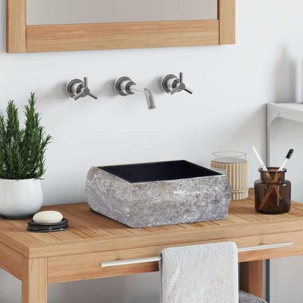 vidaXL Lavabo Noir 30x30x13 cm Marbre
