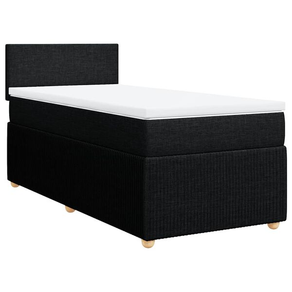 vidaXL Sommier à lattes de lit avec matelas Noir 90x190 cm Tissu