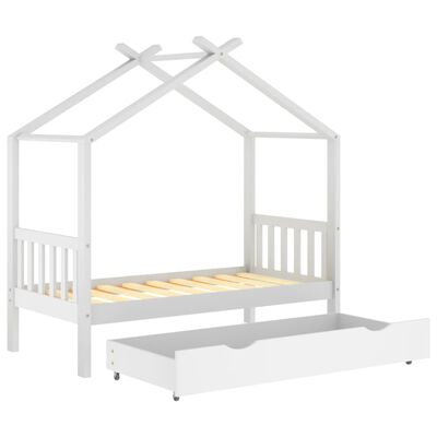 vidaXL Cadre de lit enfant avec tiroir blanc pin massif 80x160 cm