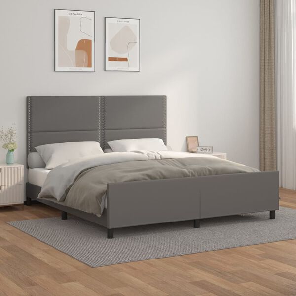 vidaXL Cadre de lit sans matelas gris similicuir