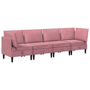 vidaXL Ensemble de meubles pour le salon 4 pcs Rose Velours