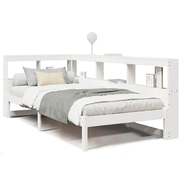 vidaXL Lit biblioth&egrave;que sans matelas blanc 90x190cm bois de pin massif