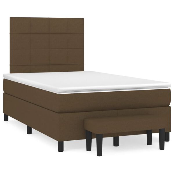 vidaXL Sommier &agrave; lattes de lit et matelas marron fonc&eacute; 120x190cm tissu