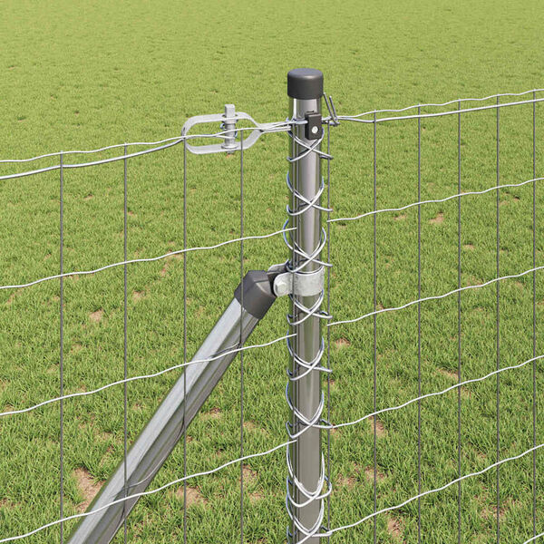 vidaXL Cl&ocirc;ture avec poteau Argent&eacute; 1,2 x 10 m Acier