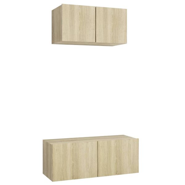 vidaXL Ensemble de meuble TV 2 pcs Ch&ecirc;ne sonoma Bois d'ing&eacute;nierie
