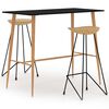 vidaXL Ensemble de bar 3 pcs Noir