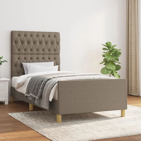 vidaXL Cadre de lit sans matelas taupe 100x200 cm tissu