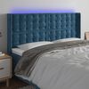 vidaXL T&ecirc;te de lit &agrave; LED Bleu fonc&eacute; 203x16x118/128 cm Velours