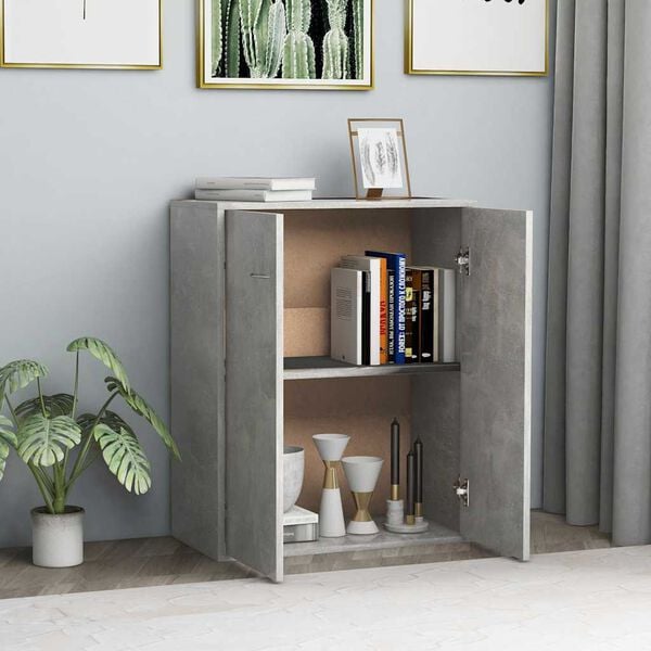 vidaXL Buffet Gris b&eacute;ton 60x30x75 cm Bois d'ing&eacute;nierie