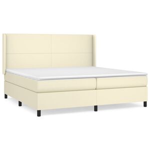 vidaXL Sommier &agrave; lattes de lit avec matelas Cr&egrave;me 200x200cm Similicuir