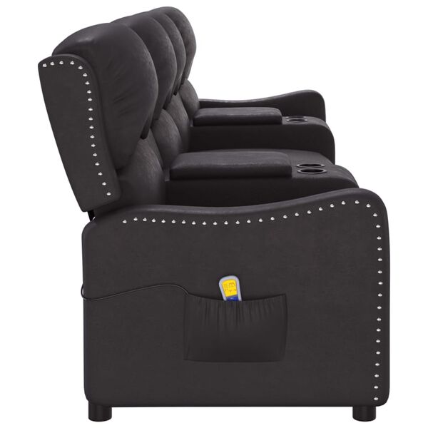 vidaXL Fauteuil inclinable porte-gobelets 4 places noir similicuir