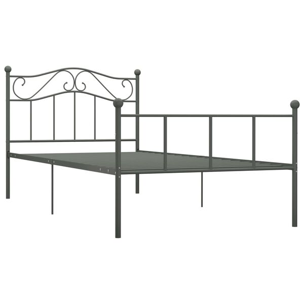 vidaXL Cadre de lit sans matelas gris m&eacute;tal 90x200 cm