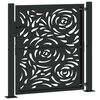 vidaXL Portail de jardin noir 100x100 cm en acier avec motif flamme
