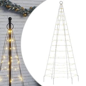 vidaXL Sapin de Noël à LED sur mât de drapeau 200 LED blanc 180 cm