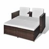 vidaXL Salon de jardin 4 pcs avec coussins R&eacute;sine tress&eacute;e Marron