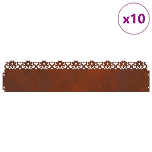 vidaXL Bordures de pelouse 10 pc 103 x 0,05 x 22 cm Acier patin&eacute;