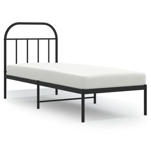 vidaXL Cadre de lit m&eacute;tal sans matelas avec t&ecirc;te de lit noir 75x190 cm