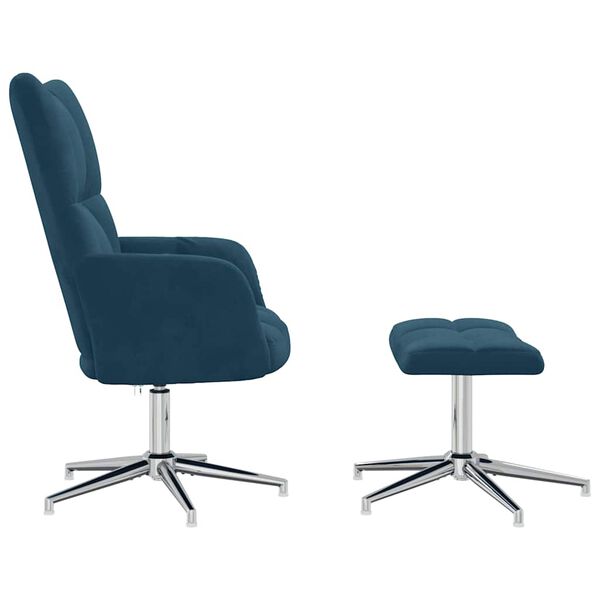 vidaXL Chaise de relaxation avec tabouret Bleu Velours