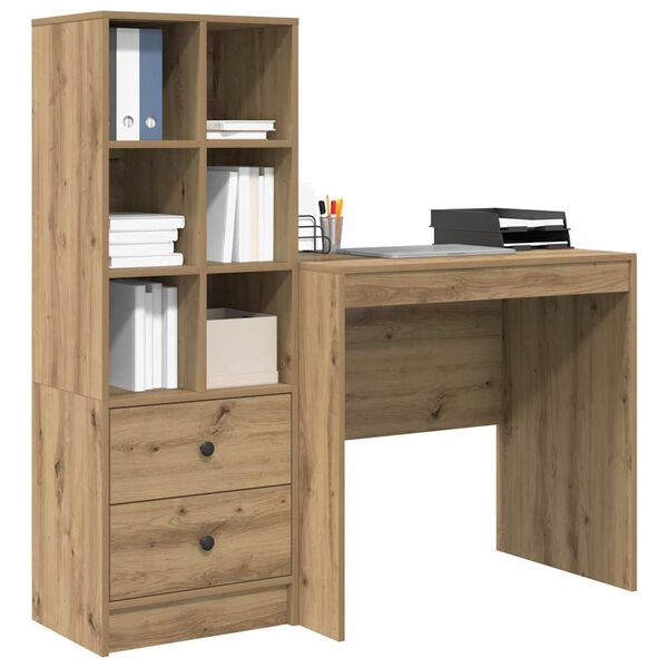 vidaXL Bureau avec tiroir 2 pcs Ch&ecirc;ne artisanal