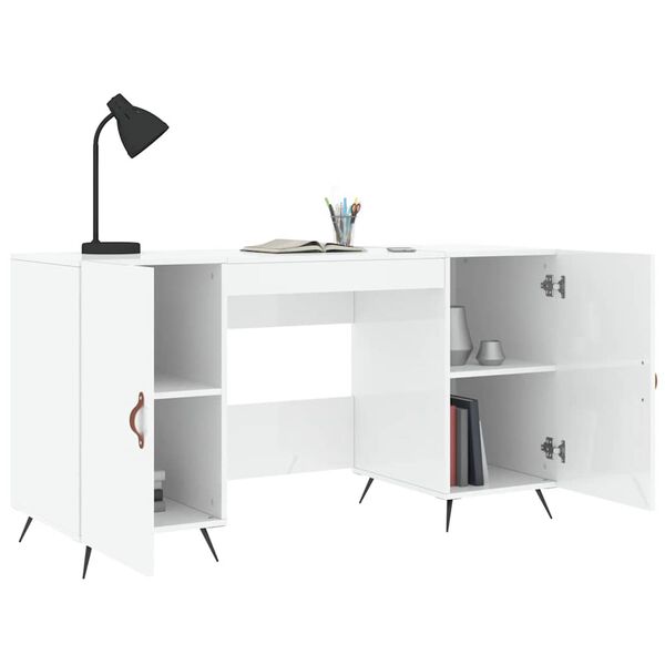 vidaXL Bureau Blanc brillant 140x50x75 cm Bois d'ing&eacute;nierie