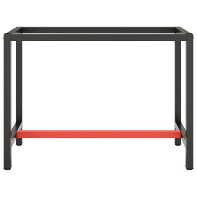 vidaXL Cadre de banc de travail Noir et rouge mat 110x50x79 cm Métal