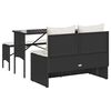 vidaXL Ensemble &agrave; manger de jardin avec coussins 3 pcs Noir
