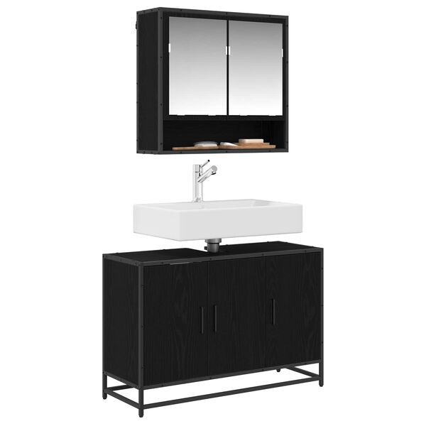 vidaXL Cabinet de salle de bain avec porte Ch&ecirc;ne noir 90 x 33 x 60 cm