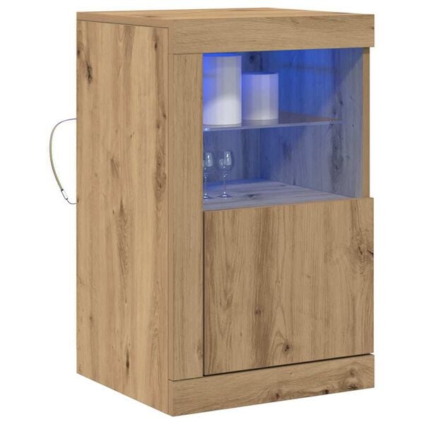 vidaXL Buffet LED Ch&ecirc;ne artisanal 41 x 37 x 67 cm Bois d'ing&eacute;nierie