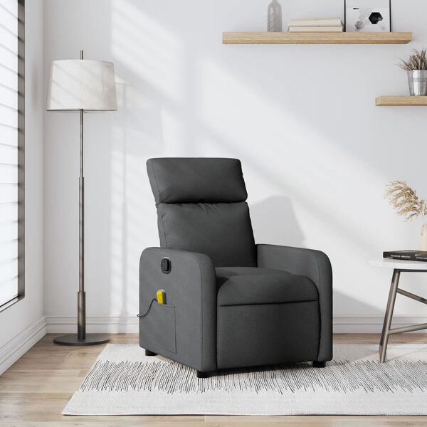 vidaXL Fauteuil de massage inclinable Gris fonc&eacute; Tissu