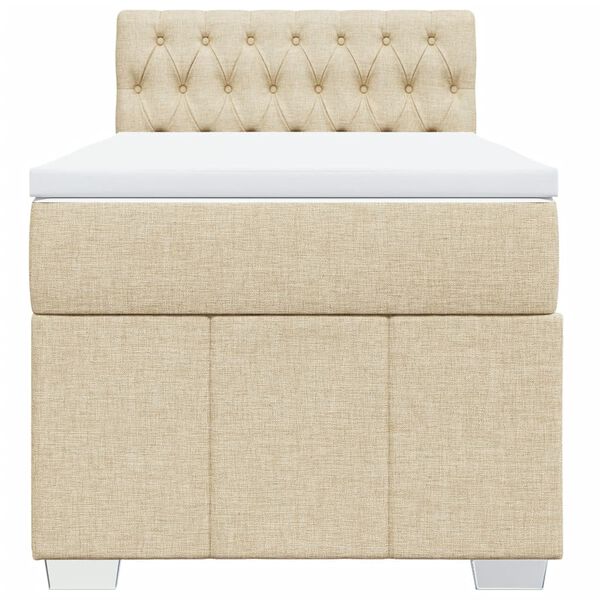 vidaXL Sommier &agrave; lattes de lit avec matelas Cr&egrave;me 80x200 cm Tissu