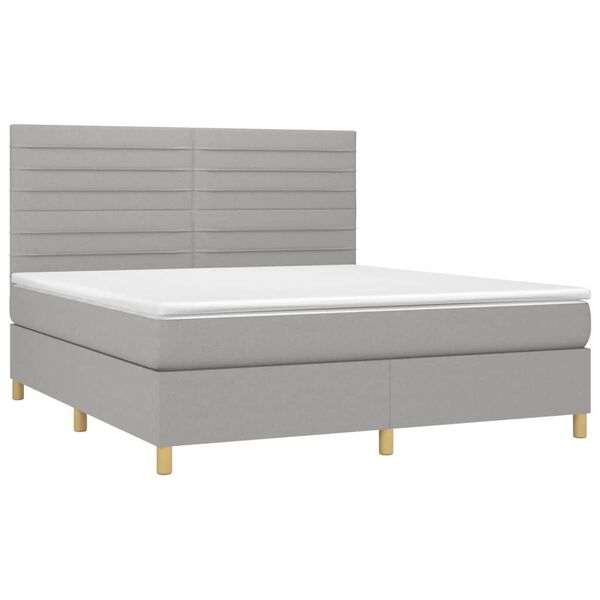 vidaXL Sommier &agrave; lattes de lit et matelas et LED Gris clair 180x200 cm