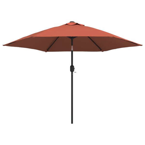 vidaXL Parasol de jardin avec lumi&egrave;res LED et m&acirc;t en acier terre cuite