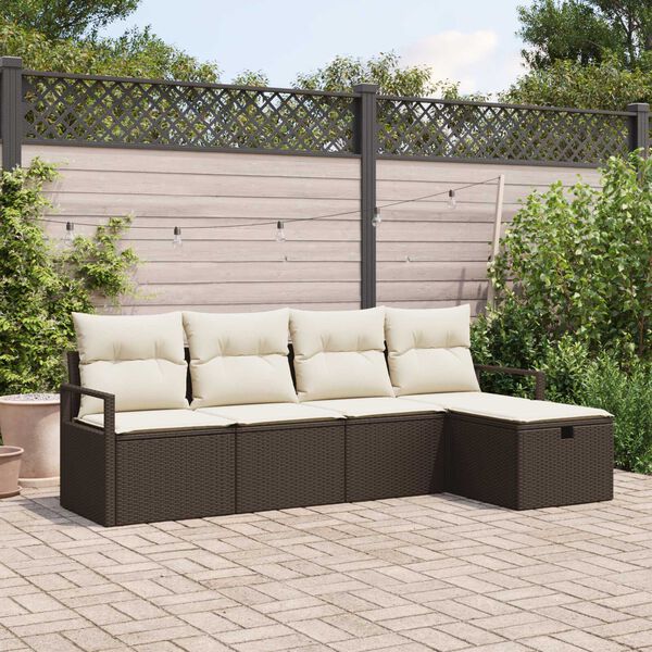 vidaXL Ensemble de canap&eacute; de jardin 5 pcs Marron Poly rotin