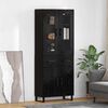 vidaXL Haut Armoire 2 pcs Ch&ecirc;ne noir Bois Agglom&eacute;r&eacute; et Verre