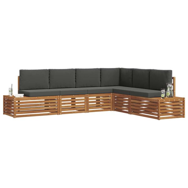vidaXL Ensemble de canap&eacute;s d'ext&eacute;rieur 6 Pi&egrave;ce Naturel et Anthracite