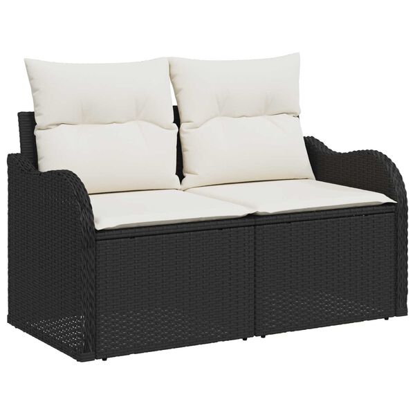 vidaXL Ensemble de canapé de jardin 7 pcs Noir Poly Rattan