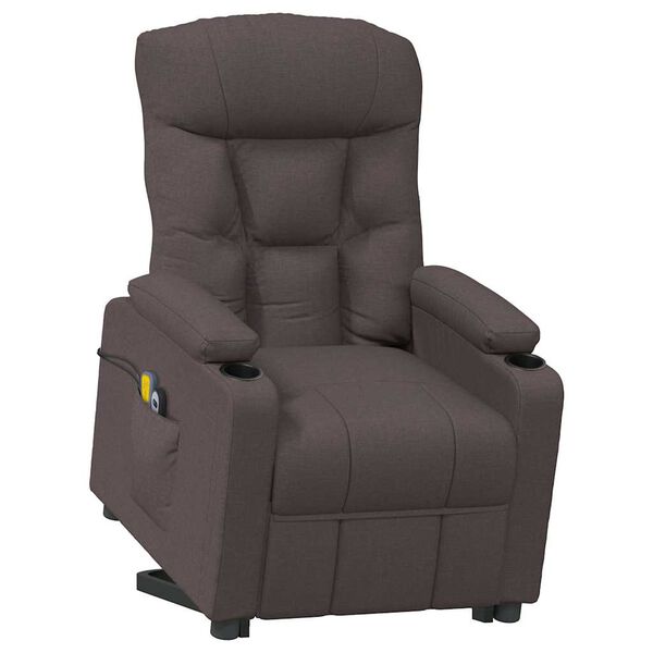 vidaXL Fauteuil de massage Marron foncé Tissu