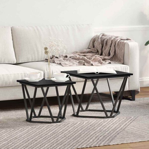 vidaXL Ensemble de tables d'appoint 2 pcs Chêne noir 50 x 50 x 40 cm