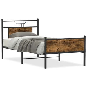 vidaXL Cadre de lit sans matelas ch&ecirc;ne fum&eacute; 80x200cm bois d'ing&eacute;nierie