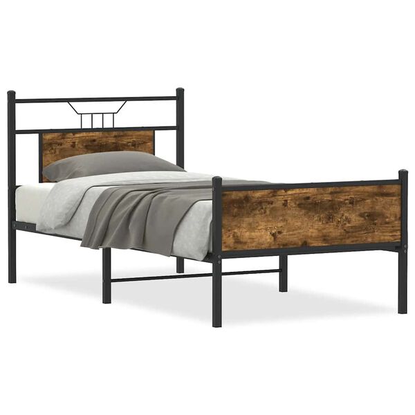 vidaXL Cadre de lit sans matelas ch&ecirc;ne fum&eacute; 80x200cm bois d'ing&eacute;nierie