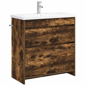 vidaXL Ensemble de mobilier de salle de bain Ch&ecirc;ne fum&eacute;