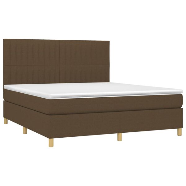 vidaXL Sommier &agrave; lattes de lit matelas et LED Marron fonc&eacute; 180x200cm