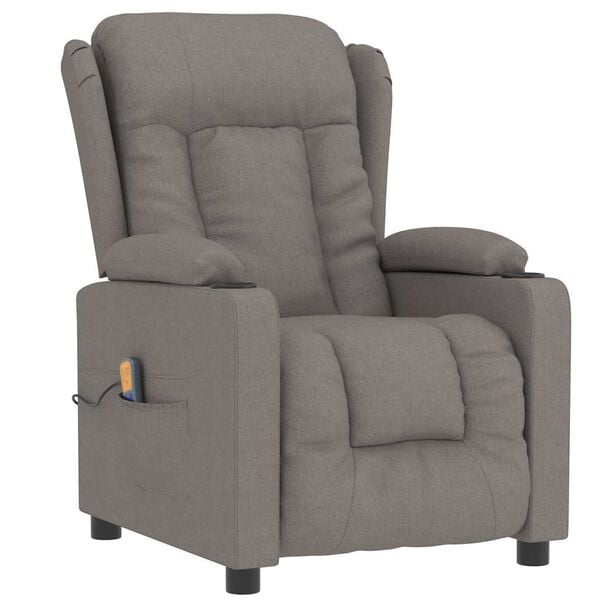 vidaXL Fauteuil de massage Taupe Tissu