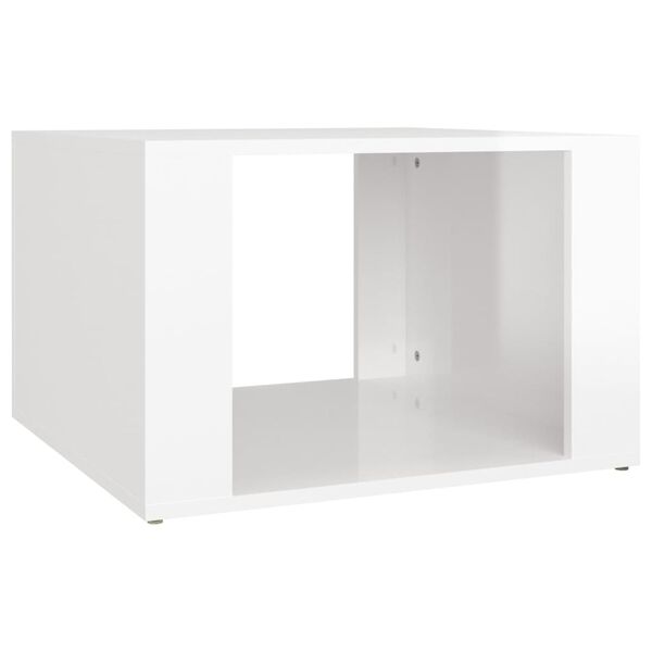 vidaXL Table de chevet Blanc brillant 57x55x36 cm Bois d&rsquo;ing&eacute;nierie