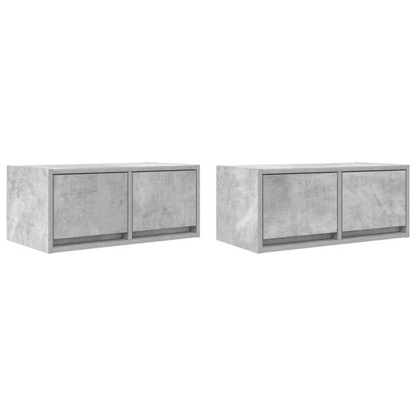 vidaXL Meubles TV 2 pcs gris b&eacute;ton 60x31x25,5 cm bois d'ing&eacute;nierie