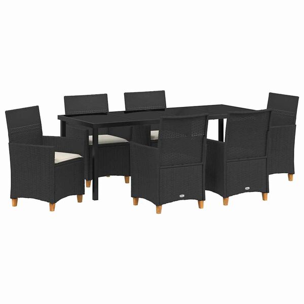 vidaXL Ensemble de salle &agrave; manger pour jardin 7 pcs Noir polyrotin