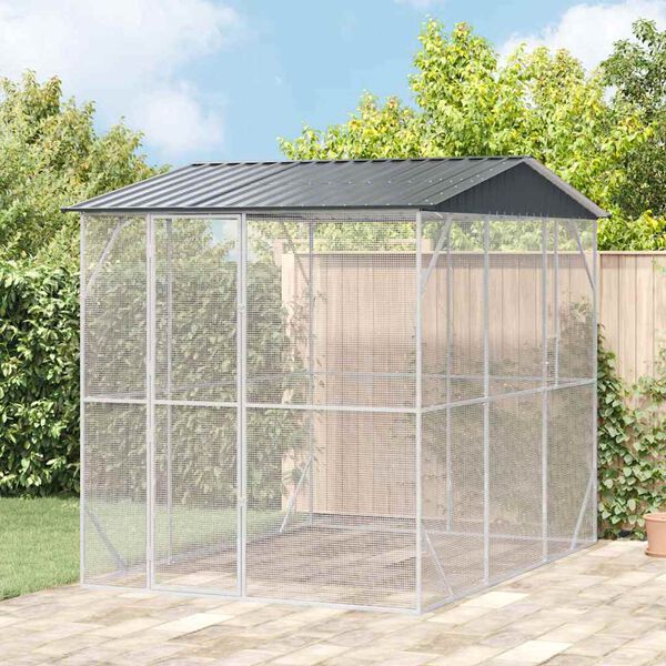 vidaXL Cage pour oiseaux Anthracite 227 x 310 x 247 cm Acier galvanis&eacute;