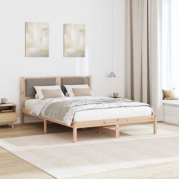 vidaXL Cadre de lit avec t&ecirc;te de lit Taupe 160 x 200 cm Pin massif