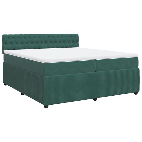 vidaXL Sommier &agrave; lattes de lit et matelas Vert fonc&eacute; 200x200cm Velours
