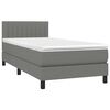 vidaXL Sommier &agrave; lattes de lit avec matelas Gris fonc&eacute; 80x200 cm Tissu